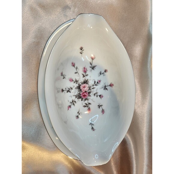 Vintage Harmony House Fine China, Japan, "Rosebud" Gravy Boat Attached Tray - Picture 10 of 11